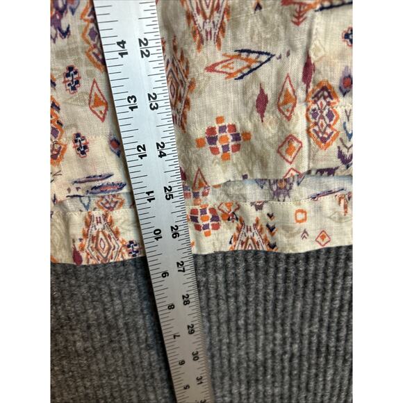 Coldwater Creek Womens Aztec Printed Button Up Shirt Sz Large Linen Short Sleeve - Picture 7 of 8